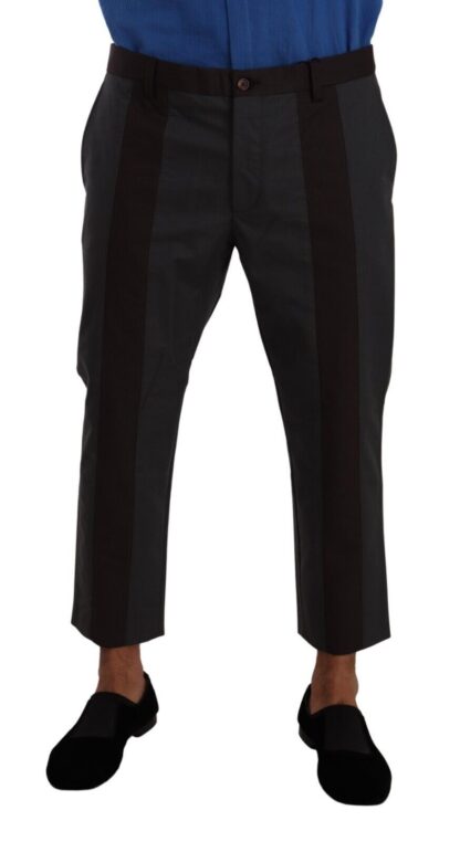 Dolce & Gabbana - Elegant Cropped Pants in Gray and Bordeaux Hues