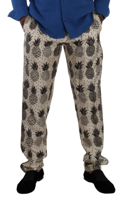 Dolce & Gabbana - Elegant Silk Lounge Pants with Pineapple Print