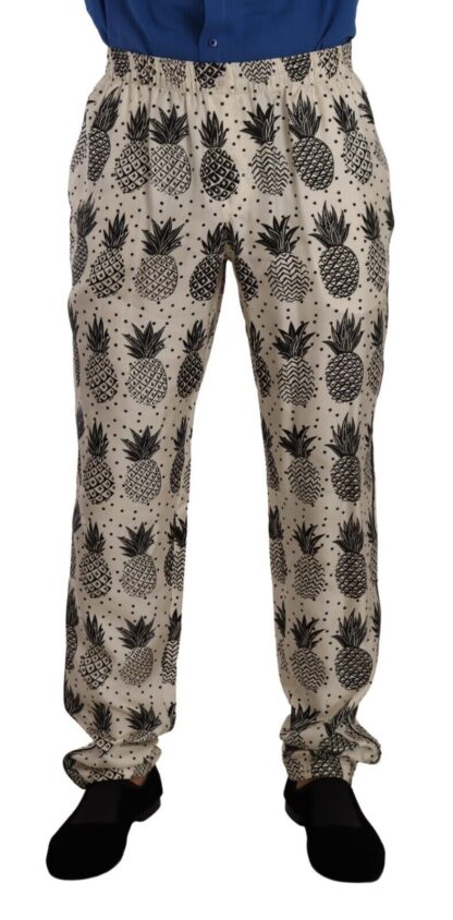 Dolce & Gabbana - Elegant Silk Lounge Pants with Pineapple Print