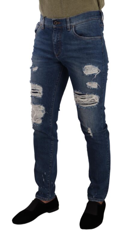 Dolce & Gabbana - Elegant Distressed Slim Fit Denim Jeans