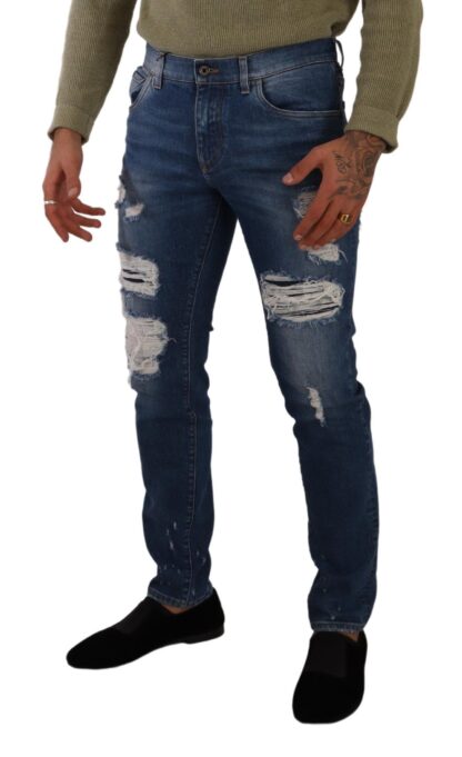 Dolce & Gabbana - Elegant Distressed Slim Fit Denim Jeans