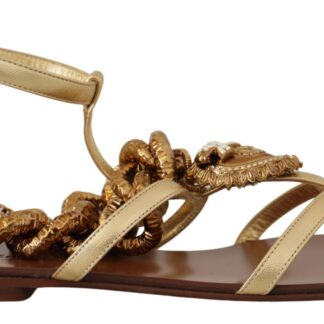 Dolce & Gabbana - Chic Gladiator Flats with Heart Devotion Detail