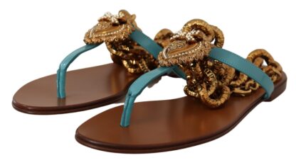 Dolce & Gabbana - Chic Gladiator Flats with Heart Devotion Detail