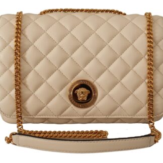 Versace - Elegant White Nappa Leather Evening Shoulder Bag