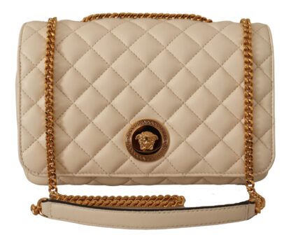 Versace - Elegant White Nappa Leather Shoulder Bag