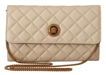 Versace - Elegant White Nappa Leather Evening Shoulder Bag