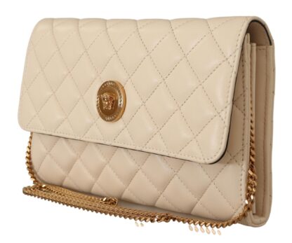 Versace - Elegant White Nappa Leather Evening Shoulder Bag