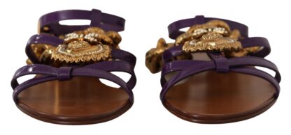 Dolce & Gabbana - Purple Heart Chain Gladiator Flats