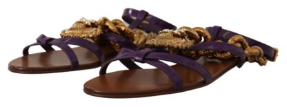 Dolce & Gabbana - Purple Heart Chain Gladiator Flats