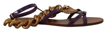 Dolce & Gabbana - Purple Heart Chain Gladiator Flats