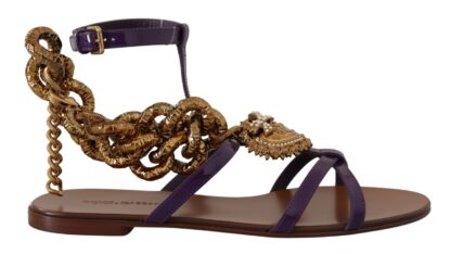 Dolce & Gabbana - Purple Heart Chain Gladiator Flats