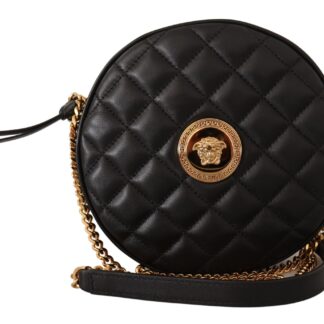 Versace - Elegant Black Nappa Leather Shoulder Bag