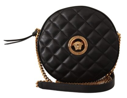 Versace - Elegant Round Nappa Leather Shoulder Bag