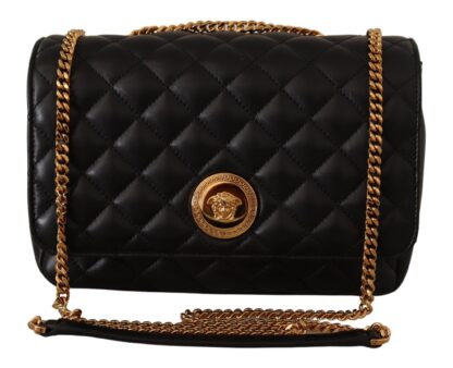 Versace - Elegant Black Nappa Leather Shoulder Bag