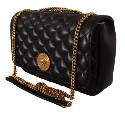 Versace - Elegant Black Nappa Leather Shoulder Bag