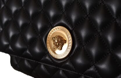 Versace - Elegant Black Nappa Leather Shoulder Bag