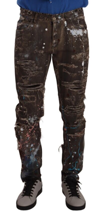 Dolce & Gabbana - Glamorous Gold Distressed Skinny Denim