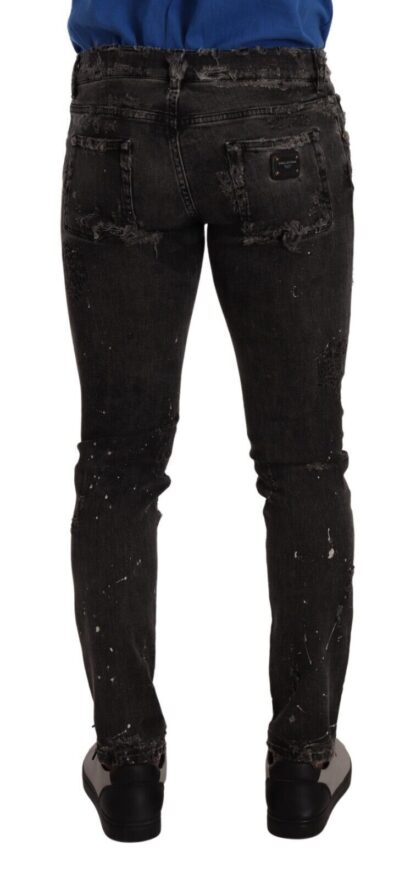 Dolce & Gabbana - Chic Gray Distressed Slim Fit Denim