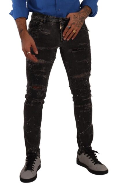 Dolce & Gabbana - Chic Gray Distressed Slim Fit Denim