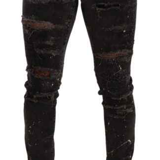 Dolce & Gabbana - Glamorous Gold Distressed Skinny Denim