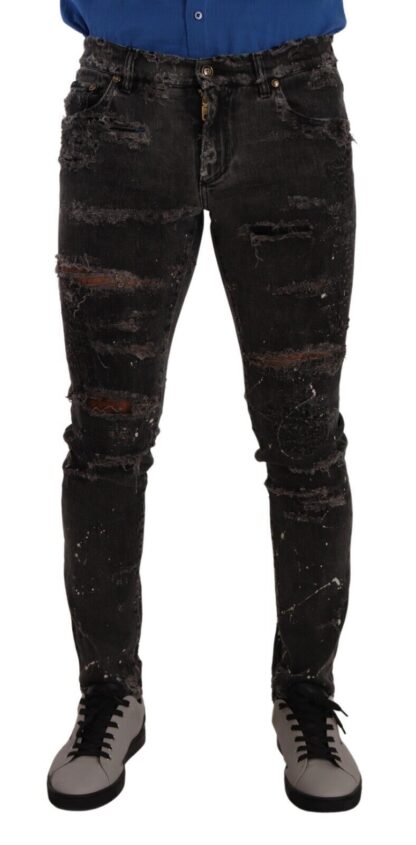 Dolce & Gabbana - Chic Gray Distressed Slim Fit Denim