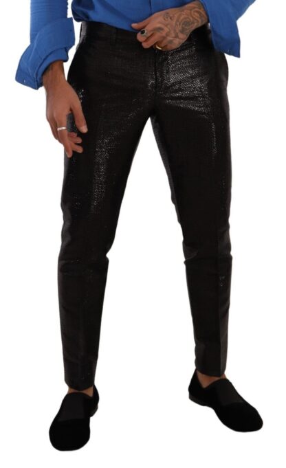 Dolce & Gabbana - Metallic Black Slim Fit Dress Pants