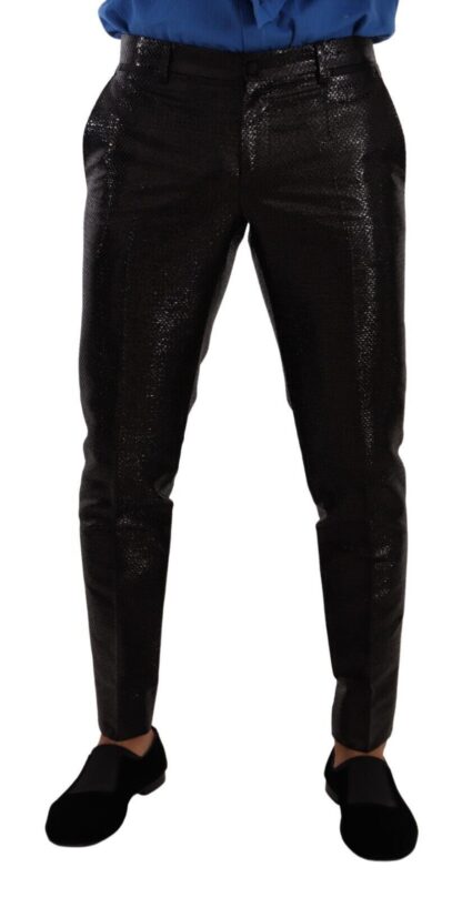 Dolce & Gabbana - Metallic Black Slim Fit Dress Pants