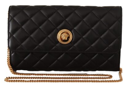 Versace - Elegant Black Nappa Leather Evening Bag