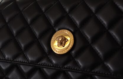 Versace - Elegant Black Nappa Leather Evening Bag