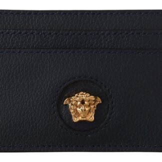 Versace - Elegant Light Blue Calf Leather Card Holder