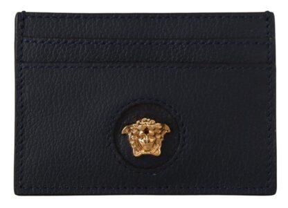 Versace - Elegant Navy Calf Leather Card Holder