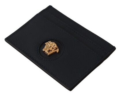 Versace - Elegant Navy Calf Leather Card Holder