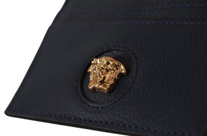 Versace - Elegant Navy Calf Leather Card Holder