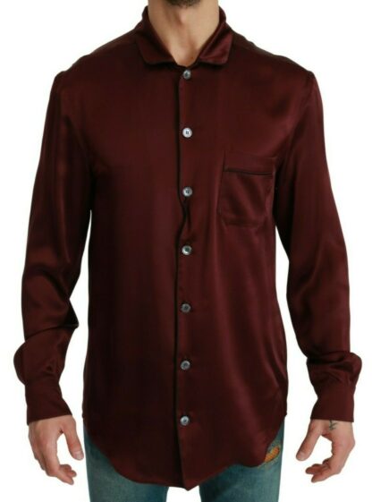 Dolce & Gabbana - Bordeaux Silk Pajama-Inspired Shirt