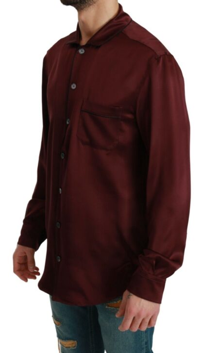 Dolce & Gabbana - Bordeaux Silk Pajama-Inspired Shirt