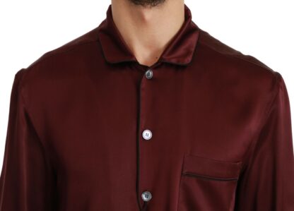 Dolce & Gabbana - Bordeaux Silk Pajama-Inspired Shirt