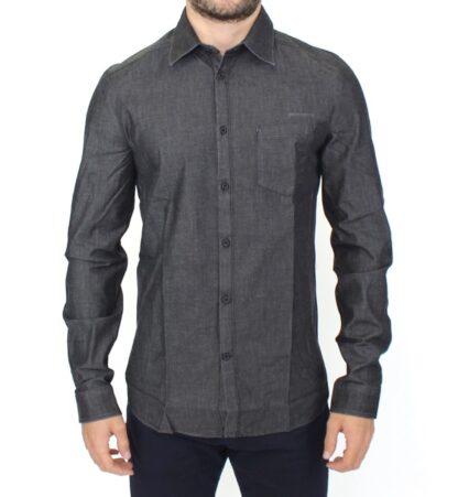 Ermanno Scervino - Elegant Gray Stretch Denim Casual Shirt