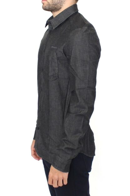 Ermanno Scervino - Elegant Gray Stretch Denim Casual Shirt