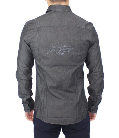 Ermanno Scervino - Elegant Gray Stretch Denim Casual Shirt