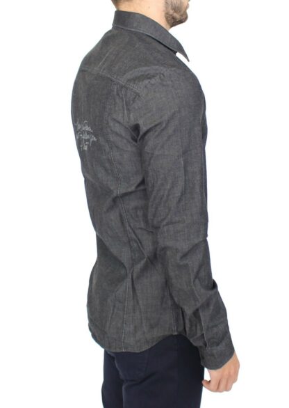 Ermanno Scervino - Elegant Gray Stretch Denim Casual Shirt