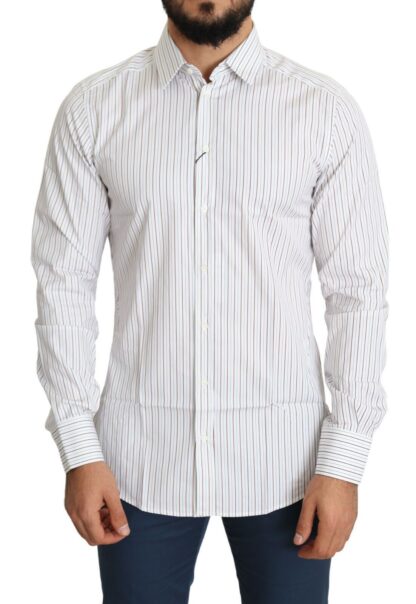 Dolce & Gabbana - Elegant White Striped Cotton Dress Shirt