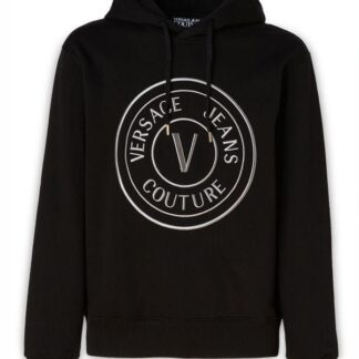 Versace Jeans - Black and Gold Cotton Logo Details Sweatshirt