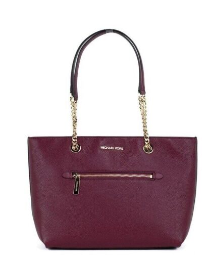 Michael Kors - Jet Set Medium Mulberry Leather Front Zip Chain Tote Bag Handbag