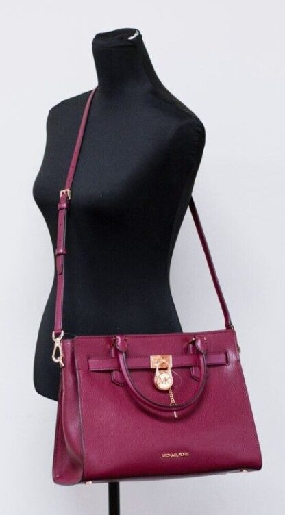 Michael Kors - Hamilton Mulberry Grained Leather Satchel Crossbody Handbag Purse