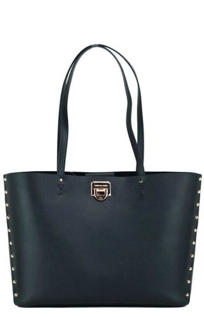 Michael Kors - Manhattan Large Black Smooth Leather Studded Shoulder Tote Handbag