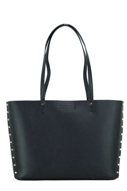 Michael Kors - Manhattan Large Black Smooth Leather Studded Shoulder Tote Handbag