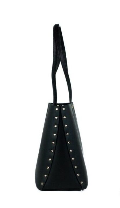 Michael Kors - Manhattan Large Black Smooth Leather Studded Shoulder Tote Handbag