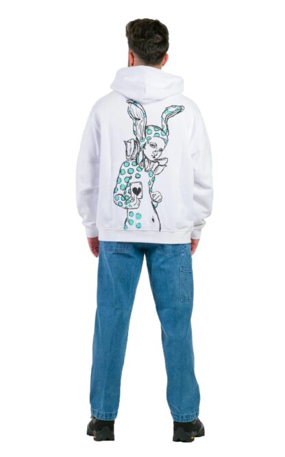 Pharmacy Industry - Stylish White Cotton Hoodie with Graphic Prints