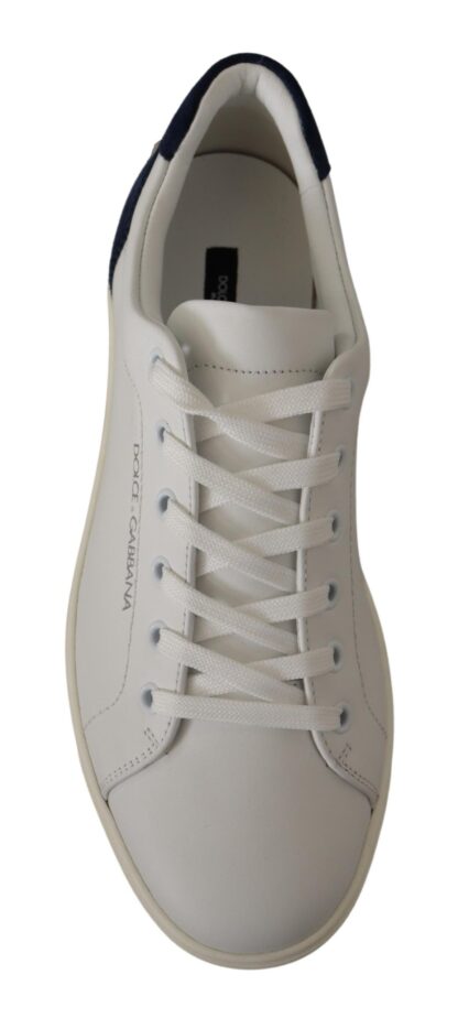 Dolce & Gabbana - Elegant White and Blue Low-Top Leather Sneakers