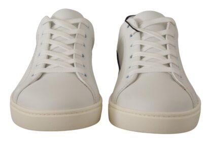 Dolce & Gabbana - Elegant White and Blue Low-Top Leather Sneakers